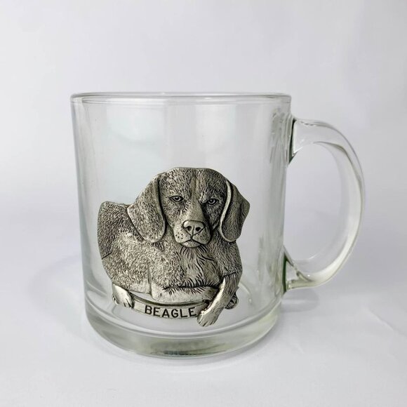 Heritage Pewter Beagle Dog Glass Coffee Mug New - Picture 2 of 6